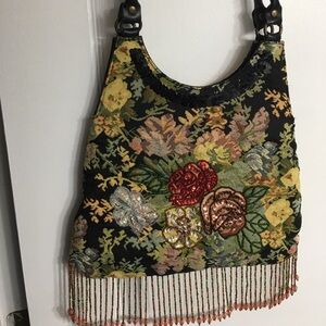 Vintage floral beaded handbag